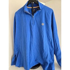 Chaps Men's Blue Stretch Long Sleeve Quarter Zip Pullover Embroidered Logo XL/TG